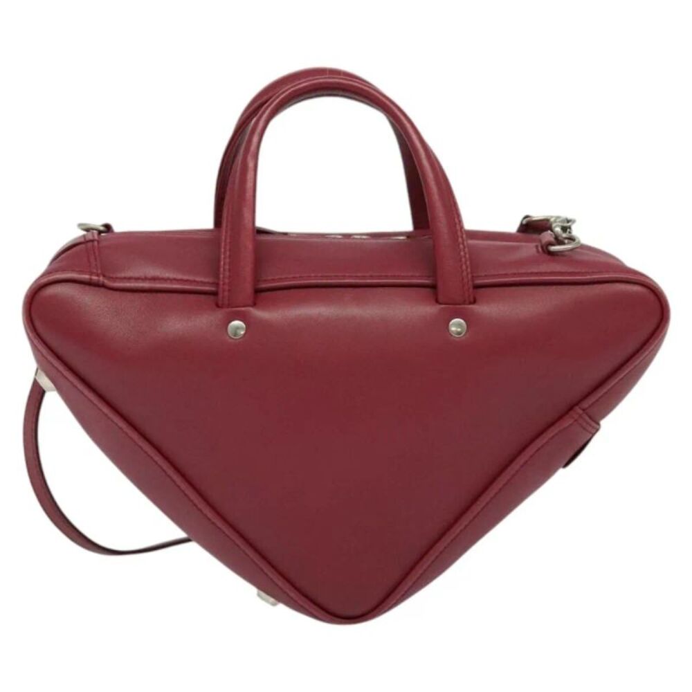 Balenciaga Triangle Duffle Leather Red Leather Handbag - Picture 2 of 16